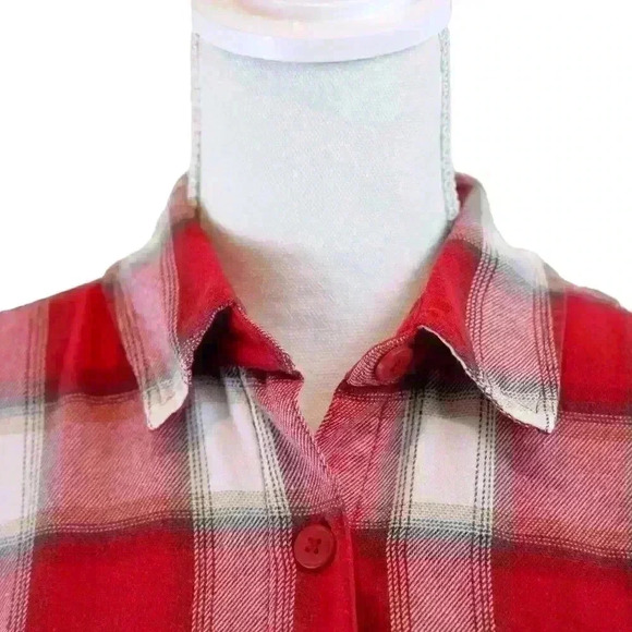 VINTAGE Riders by Lee Red & White Plaid Flannel Fleece Lined Shirt Size Small - Picture 6 of 9